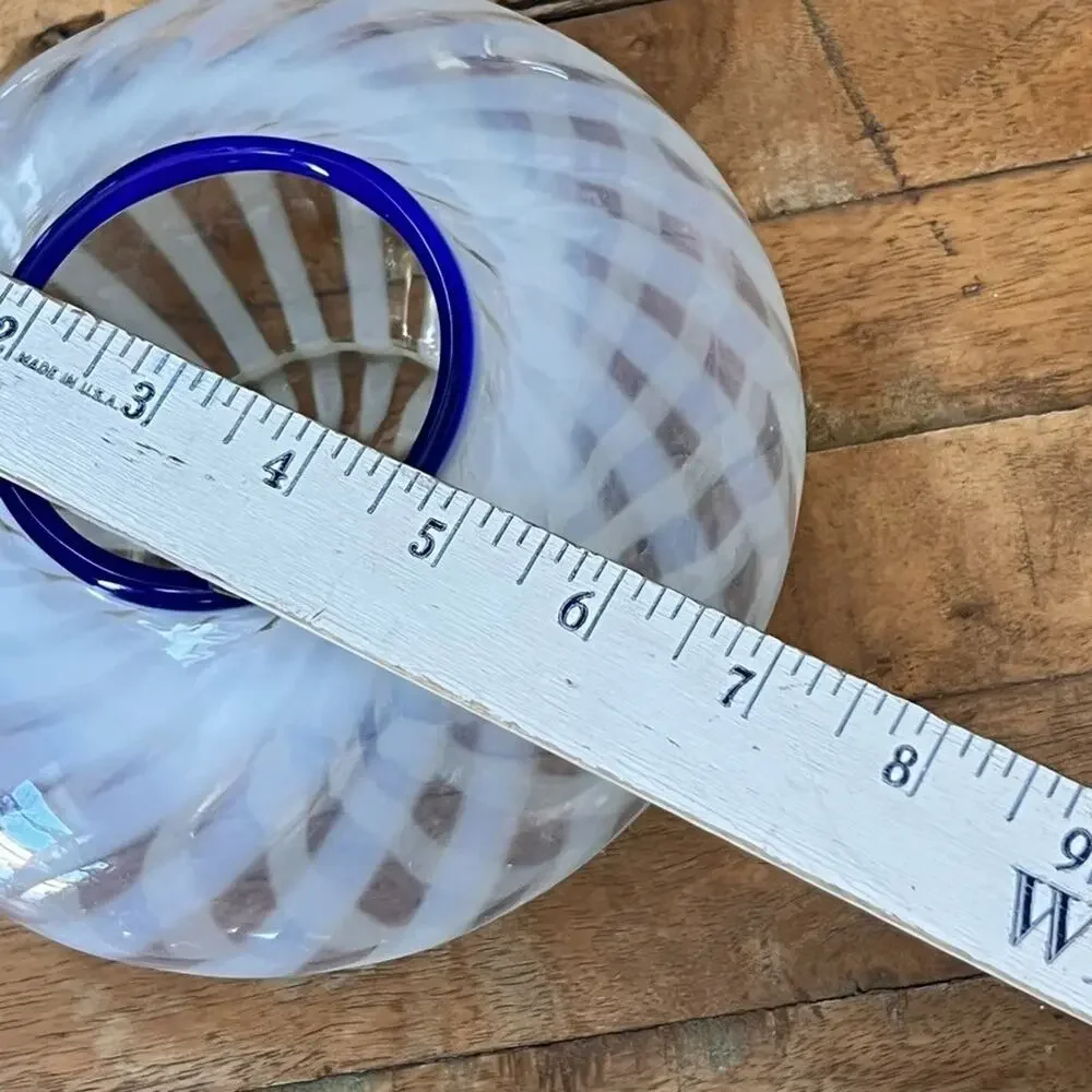 Fenton Special Rose Bowl Cobalt Blue Spiral Optic 6.5” Vintage Art Glass